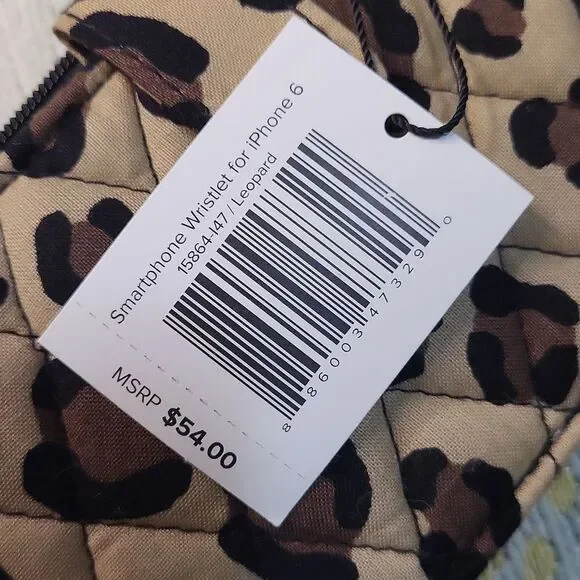 NWT Vera Bradley leopard animal print quilted smartphone Wristlet Wallet iphone - Picture 7 of 11
